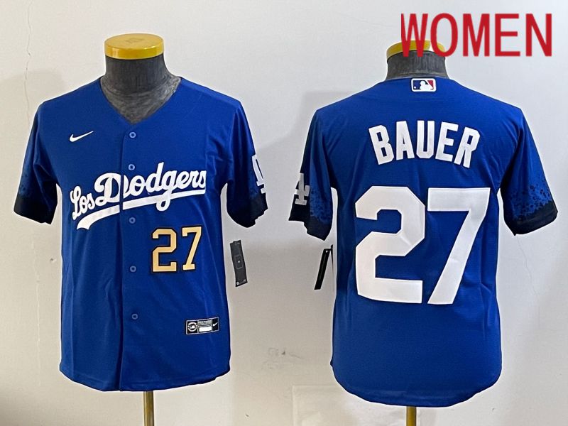 Women Los Angeles Dodgers #27 Bauer Blue City Edition Nike 2024 MLB Jersey style 11203